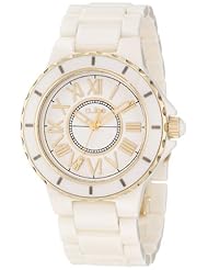 a_line Womens AL-20040-BEBEYR Marina Silver Textured Dial Beige Ceramic Watch