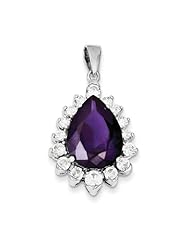 Sterling Silver Purple and Clear CZ Pendant