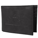 Boston Traveler Mens Genuine Leather Dog Embossed Bifold Wallet