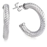Sterling Silver Designer Inspired Hoop Earrings