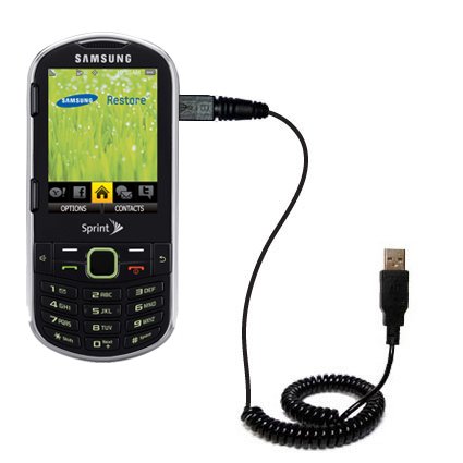 Coiled USB Cable for the Samsung Restore with Power Hot Sync and Charge capabilities - uses Gomadic TipExchange Technology