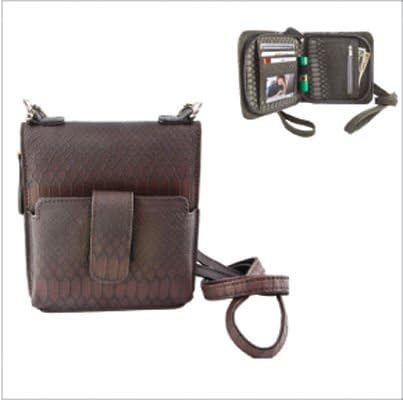 Sanis Brown Deluxe Snake Skin Design Cross Body Bag or Wristlet Phone Case Wallet Holds iPhone, Blackberry, Smart Phone, Credit Cards & Cash