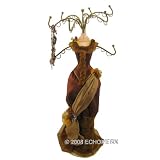 Victorian Ruffle Doll Jewelry Stand Brown 14.5 Inches
