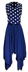 V-neck Polka Dot Print Polyester/Rayon Belted Vintage  Dress
