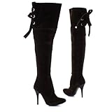 Damen Schuhe, Overknee stiefel, 0482, Synthetik in hochwertiger Wild Leder Optik, Dunkelbraun, Gr 37