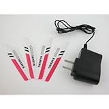 Syma S107 Metal Gyro RC Helicopter Main Red Color Blades Set and AC Charger and Connect Buckle