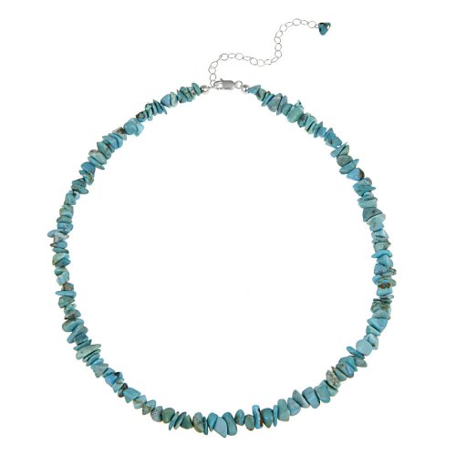 Sterling Silver Blue Turquoise Chip Necklace , 16+3
