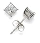 14k White Gold Princess Cut Diamond Solitaire Earrings (1/2 ct, J, I2)