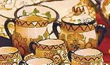 Ceramic cream and sugar set, 'Golden Harvest' (pair)