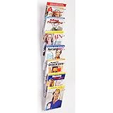 Set of 2 - 7-Pocket Wire Magazine Rack with Vertically-Stacked Pockets, Wall Mounted Literature Holder for 8.5x11 Catalogs - Chrome Finish