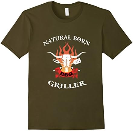 Men's Natural Born Griller Barbeque and Grilling T-Shirt XL Olive