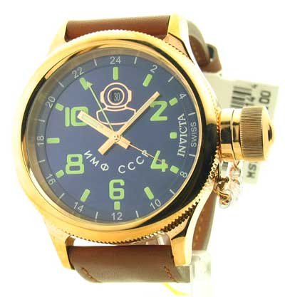 Invicta Men's 7214 Signature Collection Russian Diver 18kt Rose Gold-Plated GMT Watch