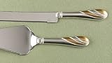 Cake Knife and Server Set Silver and Gold Swirl (1 per order) Wedding Accesory