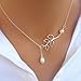 Meily(TM) Hot Sexy Women Simple Silver Tree leaf Pearl Pendant Tassel Alloy Short Necklace