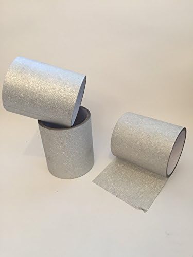 3 ROLLS LIGHT SILVER Sparkle, Glitter, shimmer Tape WASHI 4" wide (extra wide) 15' long