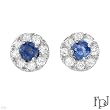 Stud Earrings With Precious Stones - Genuine Clean Diamonds and Sapphires Beautifully Crafted in White Gold