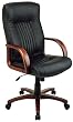 Leather High Back Chair With Cherry Finish Wood Base And Arms By Office Star