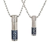41HPYUgHMsL. SL160  Stainless Steel Couple Cubic Zirconia Only Love Cylinder with Blue Lattice Pendant Necklaces Set 16 Reviews