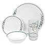 Corelle Livingware 16-Piece Dinnerware Set with Glass, Service for 4, Rosemarie