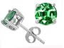 3.00 cttw 14k Gold 7mm AAA Quality 7mm Round Created Emerald Earring Studs in 14k White Gold