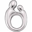 14K White Gold Mother and Child Hollow Charm Pendant