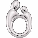 14K White Gold Mother and Child Hollow Charm Pendant