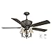 Ellington GEN52ABZ5LKRCD Genevieve 52-Inch Five-Blade Ceiling Fan with Remote and Wall Control, Aged Bronze with Fabric Shades