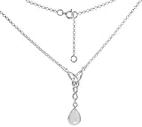 Sterling Silver 16" Celtic Necklace, w/ Bezel Set Pear Cut Natural Moonstone