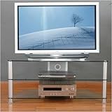 RTA Home and Office Silver Aluminum 45 Inch Wide Plasma or LCD TV Stand with Glass Shelves