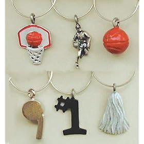 Lets Play Hoops or Roundball Set of 6 Wine Glass Charms from That Wine is Mine