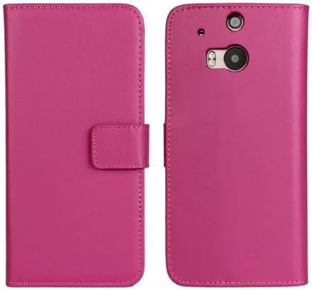 HTC One M8 Case, Obring® Stand Feature Wallet Case Premium Synthetic Leather Wallet Case Flip Cover with Credit Card ID Holder for HTC One M8 (Hot Pink)