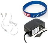 Nokia N79 Accessory Bundle- Stereo Headset Hands-free + Home Wall Travel Charger + Free Stars Stripes Wristband