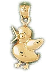 Dazzlers Solid 14k Gold Duck Charm Pendant Available in three colors from jewelsberry (weights: 1.9 grams only)