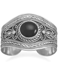 Ornate Cuff Bracelet with Black Onyx