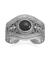 Ornate Cuff Bracelet with Black Onyx