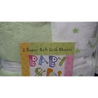Microplush Crib Sheets (2) Mint Green and White with Moon and Stars