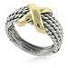 Designer Solid 14K Gold and Silver Two Tone X Cable Design Ring
