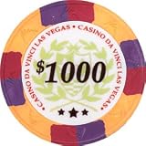 Authentic All Clay Casino Da Vinci Poker Chips, Orange w/$1,000 Denomination, Comparable to Paulson.