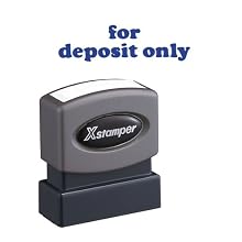 Xstamper One-Color Title Message Stamp, For Deposit Only, Pre-Inked/Re-Inkable, Blue (1333)