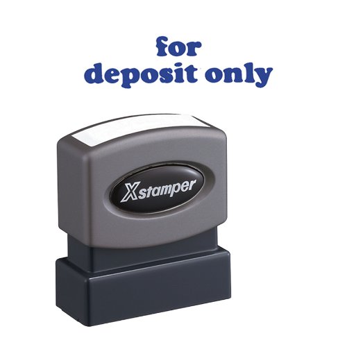 Xstamper One-Color Title Message Stamp, For Deposit Only, Pre-Inked/Re-Inkable, Blue (1333)
