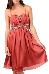 Summer Polyester Pleated Jeweled  Dress