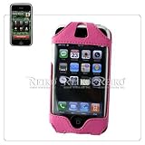Hot Pink Apple iPhone Premium Leather Vertical Holster Case Cover with Swivel Belt Clip and Screen Protector