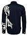 Coofandy Men's Fashion Print Dress Shirt Casual Cotton Button Down Shirts Navy Blue Large