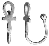 Small Sterling Silver Ankh Nose Ring for noses with no hole (one piece)