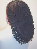 Sm156bb, Hand Crocheted Black Metallic Gimp Large Snood Trimmed with Black Beads.
