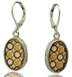 Gold Geometric Charm Silver over Pewter Leverback Earrings