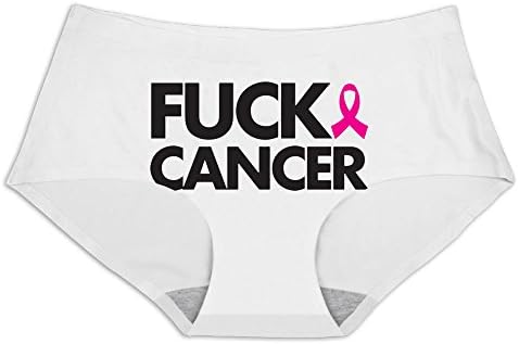PCY Seamless Ice Silky Fuck Cancer Red Ribbon Logo Brief Panties Underwear For Women Size M White