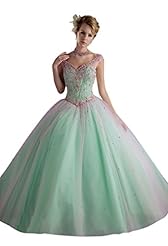 V-neck Tulle  Crystal Crystals  Ball Gown Quinceanera Dress 