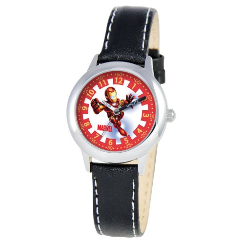Marvel Comics Kids' W000123 Iron Man Stainless Steel Time Teacher Watch