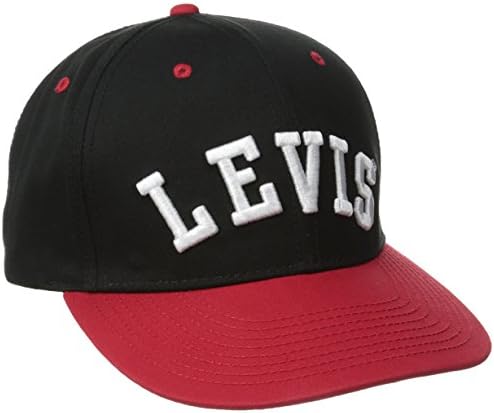 Levi's Men's 2 Tone Wool Viscose Levis Flatbrim, Black/Red, One Size